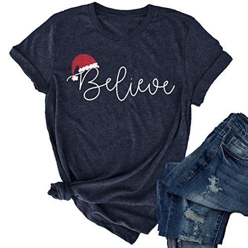 BELIEVE SANTA HAT T-SHIRT RE23