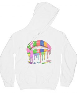 DRIPPING LIPS WHITE HOODIE DN23