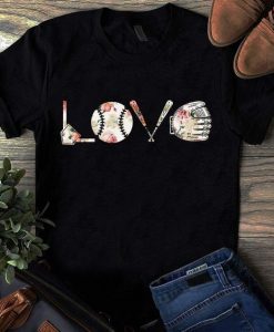 LOVE BASEBALL PRINT T-SHIRT RE23