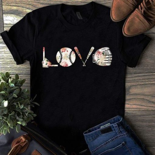 LOVE BASEBALL PRINT T-SHIRT RE23