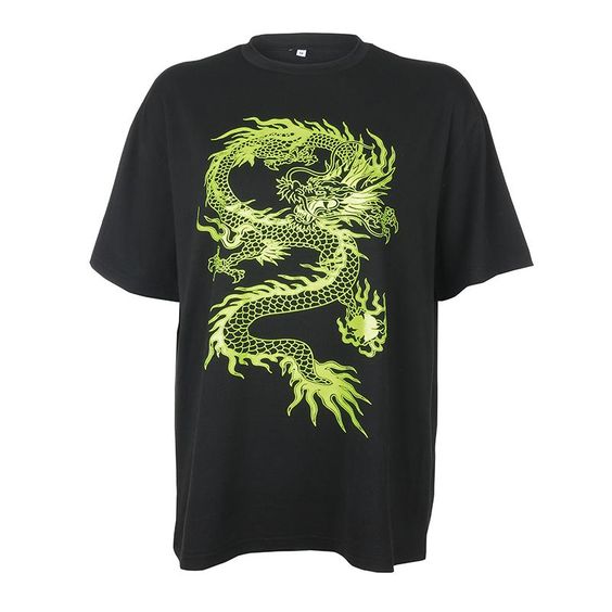 NEON DRAGON PRINT T-SHIRT RE23