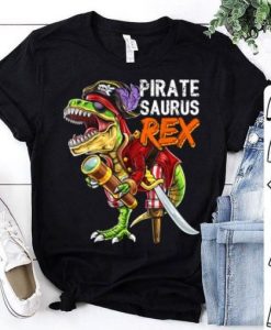 NICE DINOSAUR PIRATE HAT HALLOWEEN COSTUME T-SHIRT DN23