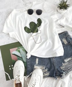 CACTUS MINIMALIST TEE FOR WOMAN T-SHIRT GG07