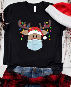 CHRISTMAS MASK CUTE RUDOLPH REINDEER T-SHIRT DR23