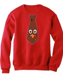 FUNNY THANKSGIVING TURKEY FACE TIE SWEATSHIRT CR37