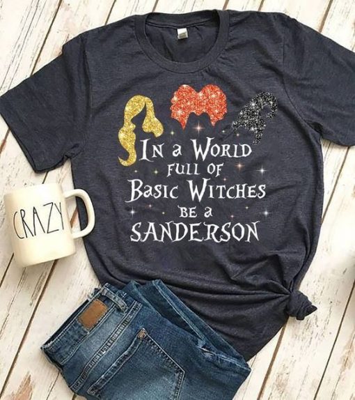 IN A WORLD FULL OF BASIC WITCHES BE A SANDERSON T-SHIRT CR37