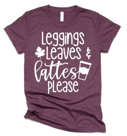 LEGGINGS LEAVES LATTES PLEASE WOMAN T-SHIRT CR37