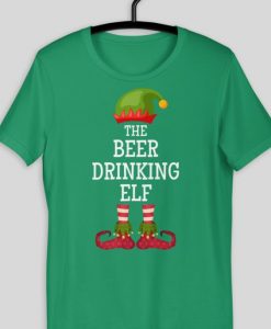 THE BEER DRINKING ELF CHRISTMAS T-SHIRT GG37