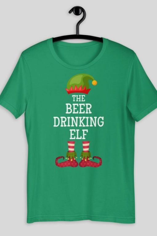 THE BEER DRINKING ELF CHRISTMAS T-SHIRT GG37