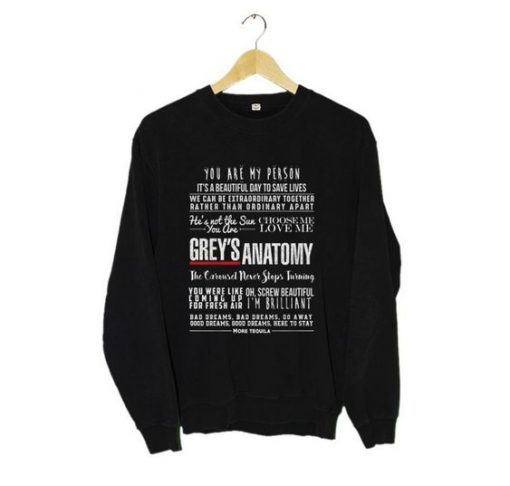 GREYS ANATOMY QUOTES SWEATSHIRT CR37