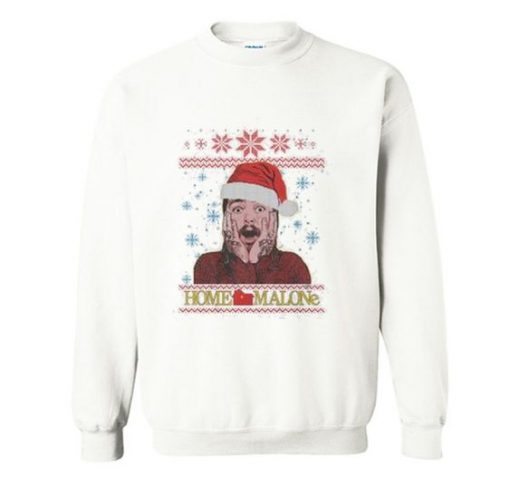 HOME ALONE FUNNY POST MALONE UGLY CHRISTMAS SWEATSHIRT CR37