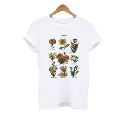 MARIGOLD SUNFLOWER TULIP FLOWERS T-SHIRT CR37