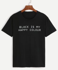 Black Slogan Print T-shirt drd