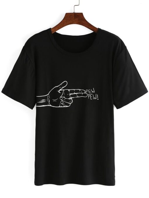 Finger Gun Print T-Shirt drd