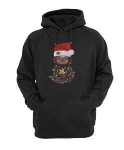 Santa Baby Sloth Christmas light ugly hoodie drd