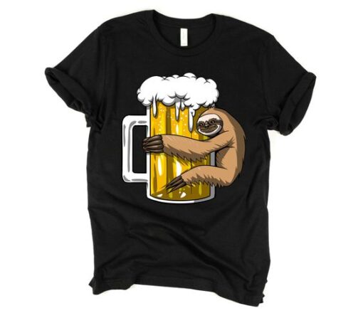 Sloth Beer Drinking Animal Party Funny T-Shirt drd