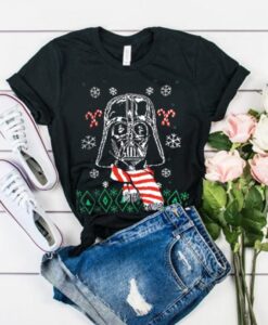 Star Wars Darth Vader Striped Scarf Ugly Christmas t-shirt asr