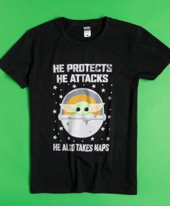 He Protects He Attacks Mandalorian Tshirt