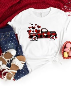 Valentines buffalo plaid Truck t-Shirt