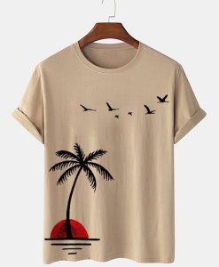 Cotton Coconut Tree Print T-Shirt