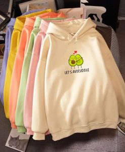 Sweatshirt Cute Cartoon Avocado Print Women Hoodie