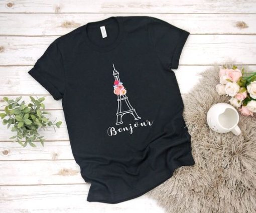 BONJOUR EIFEL TOWER FLORAL T-SHIRT G07