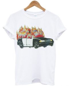 Burning Police Car T-shirt DN