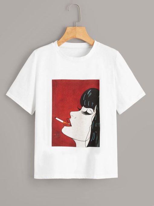 Figure Print Tee Whaite T-Shirt