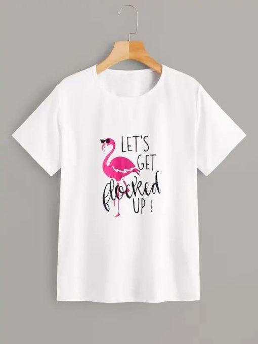 Flamingo Print T Shirt