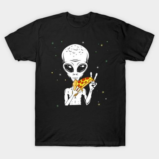 ALIEN EATING PIZZA T-SHIRT