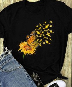 BIRDS SUNFLOWER BUTTERFLY T-SHIRT