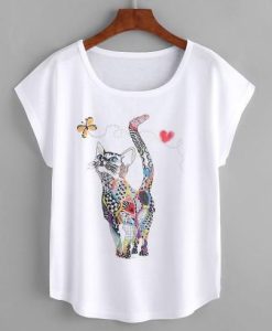 CAT PRINT LOOSE T-SHIRT