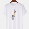 Mens Cartoon Astronaut Ice Cream Print T-Shirt