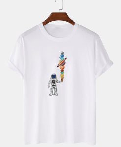 Astronout Ice Cream Cartoon Print T-shirt