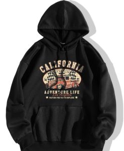 California Slogan Graphic Drawstring Hoodie