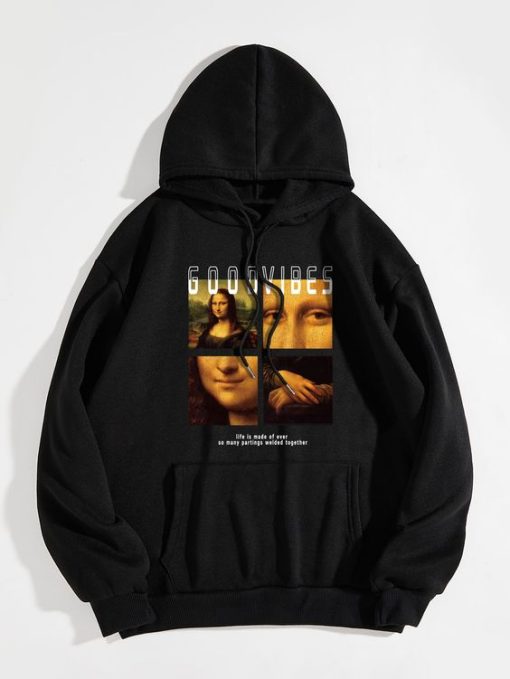 Good Vibes Monalisa Printed Hoodie