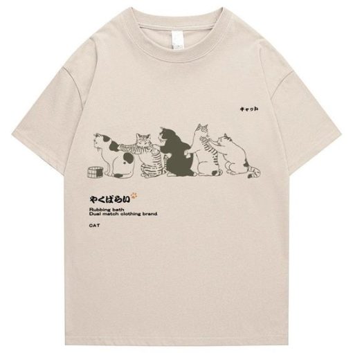 Japanese Kanji Harajuku Funny Cat T-Shirt