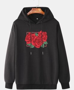 Mens Rose Graphic Printed Drop Hoodies