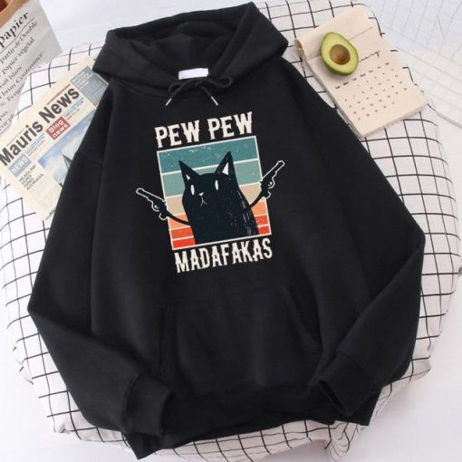 Pew Madafakas Printed Cat Hoodie