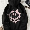 Smile Expression Print Drawstring Thermal Hoodie