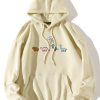 Cartoon Graphic Drop Shoulder Drawstring Thermal Lined Hoodie