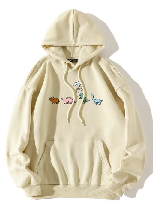 Cartoon Graphic Drop Shoulder Drawstring Thermal Lined Hoodie