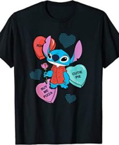 Disney Stitch Funny Candy Hearts Valentine’s Day T-Shirt