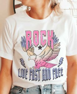 ROCK LIVE FAST AND FREE EAGLE T SHIRT