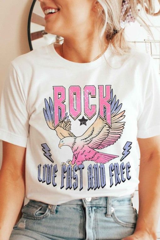 ROCK LIVE FAST AND FREE EAGLE T SHIRT