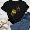 Sunflower And Butterfly Print Tee