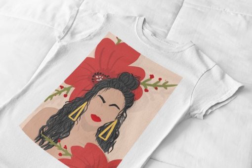 Red Flower And Women T-shirt